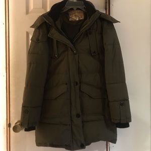 Dark green puffer coat